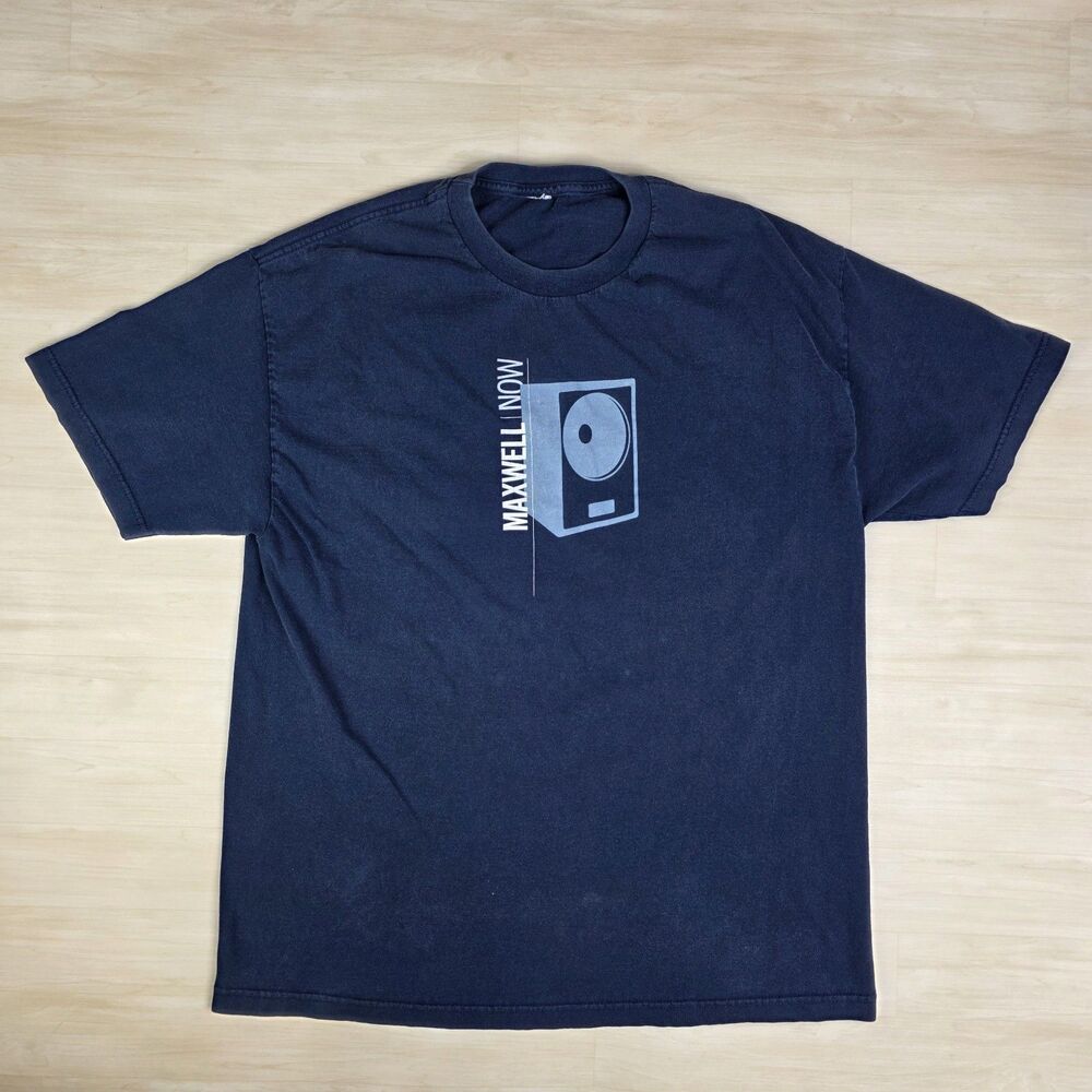 Vintage 2001 Maxwell Now Album Promo R&B Shirt Navy Blue Size XL‎
